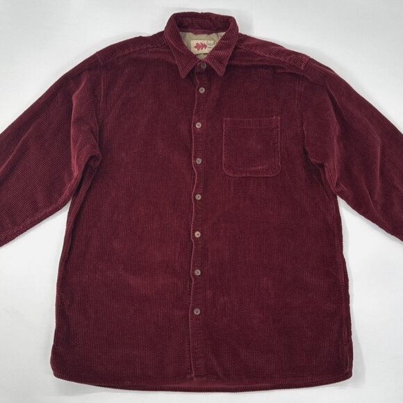 Field N Forest Corduroy Shirt Mens 2XLT Tall Red Button Shacket Lumberjack L/S - Picture 1 of 12